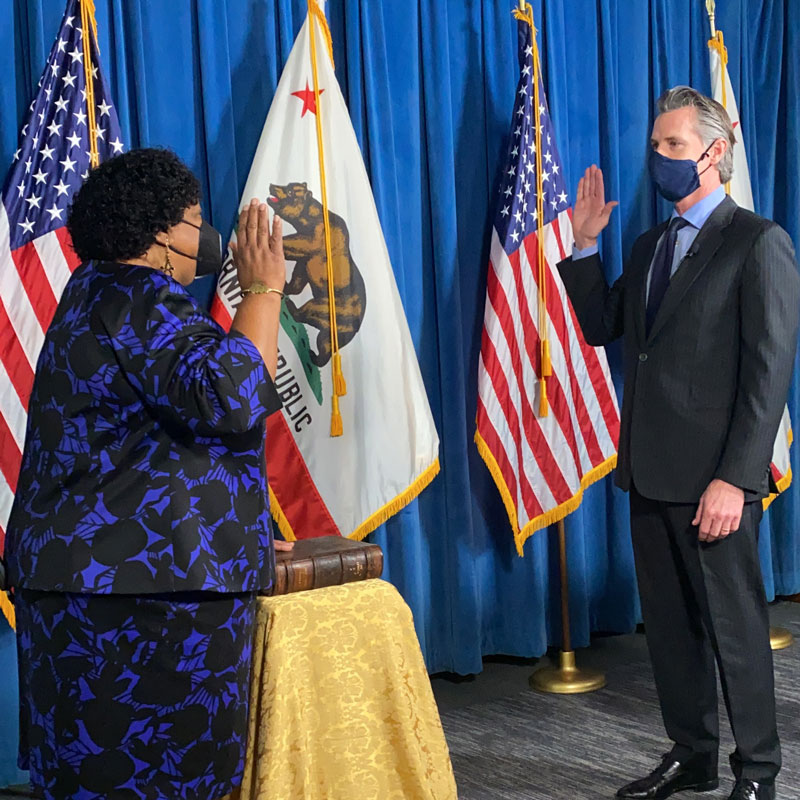 Newsom swearing in Dr. Weber